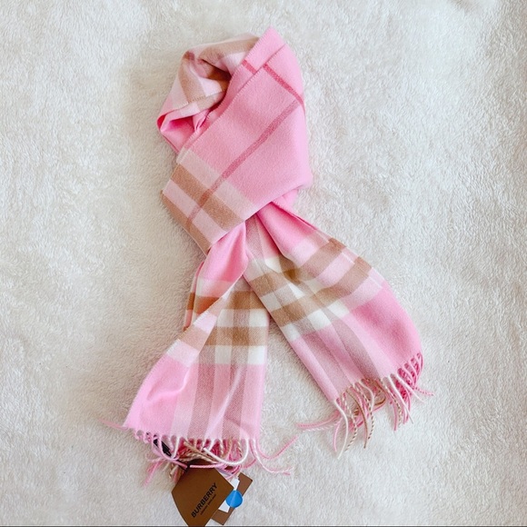 NWT Authentic Burberry FringedCheck Cashmere Scarf - Picture 2 of 8